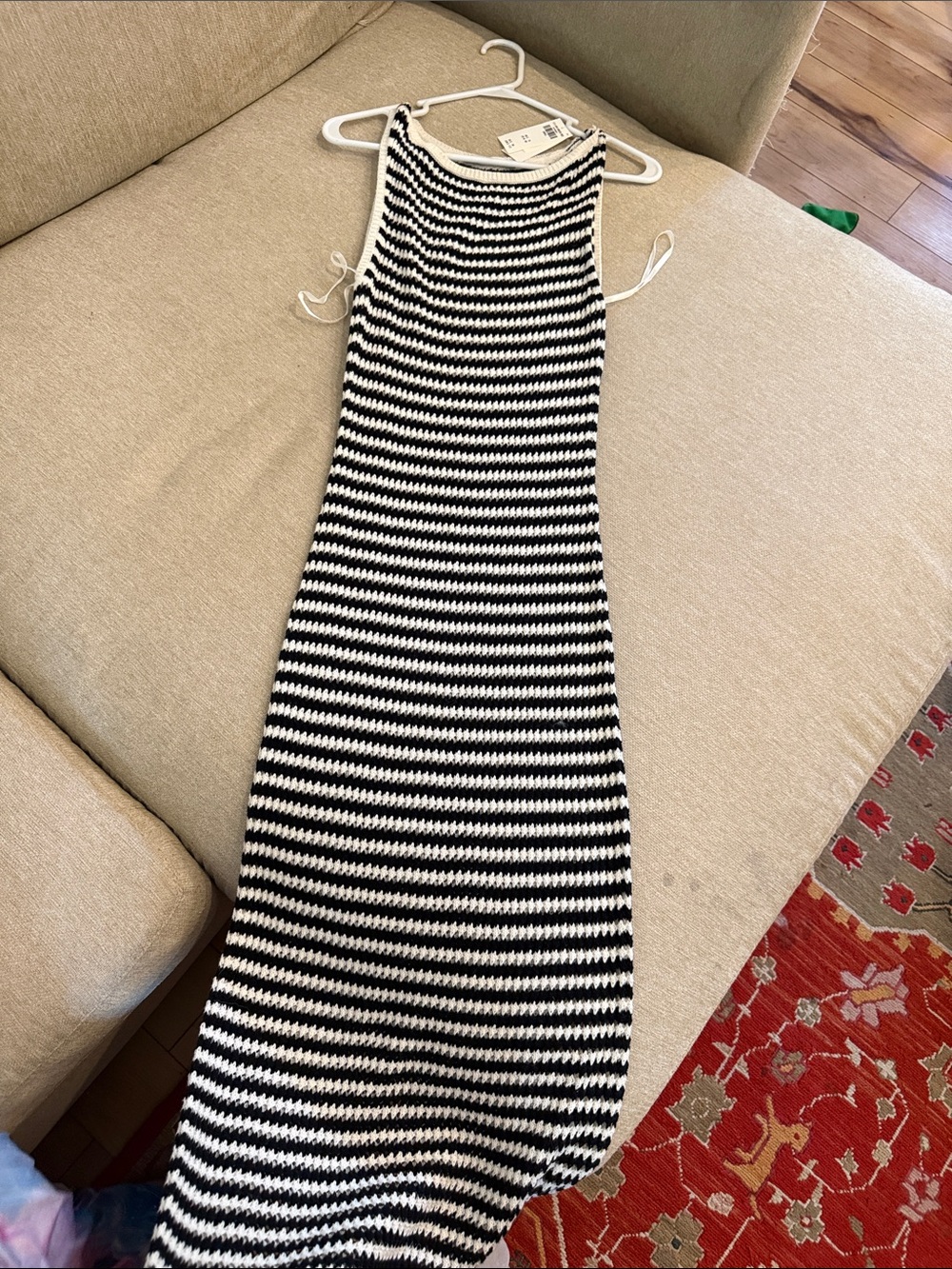 Black & White Striped Knit Maxi Dress